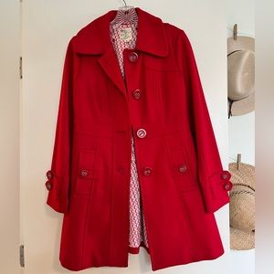 Red pea coat